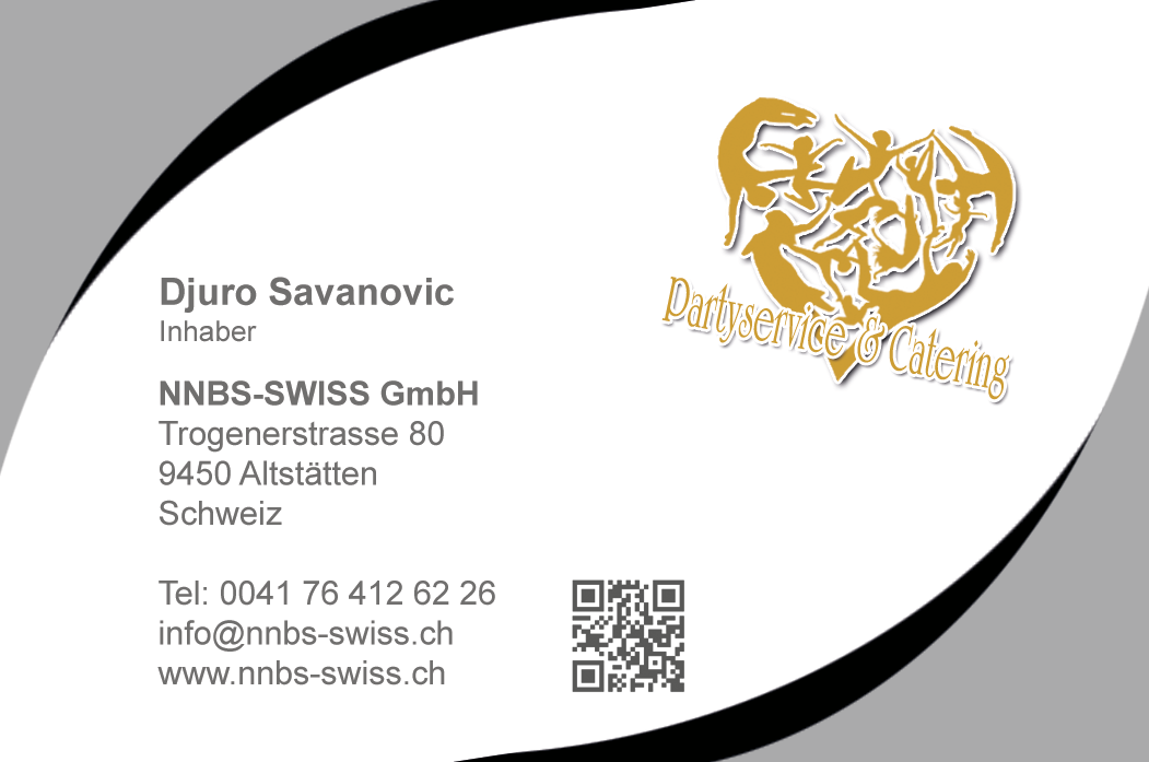 Visitenkarte der NNBS-SWISS GmbH mit QR-Code